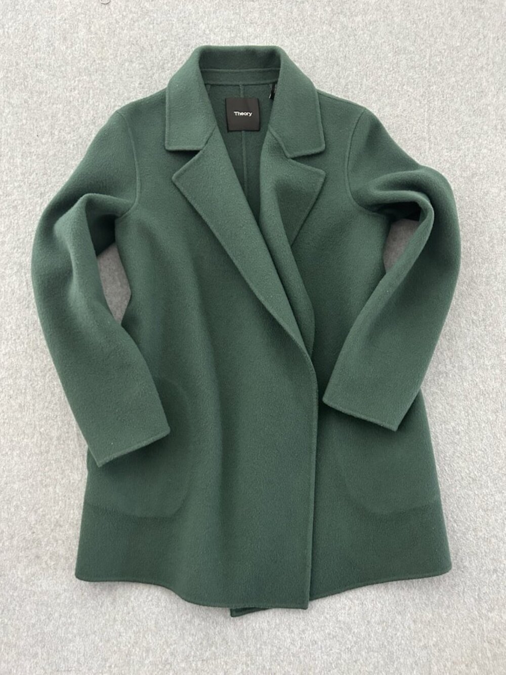 Theory P “Clairene” Cashmere-Wool Open-Front Coat – Loden Green $895